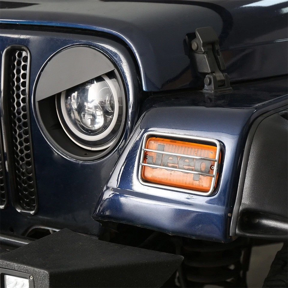 2x Front Light Angry Bird Headlight Trim Cover Bezels for 97-06 Jeep Wrangler TJ Foto 2 de 4