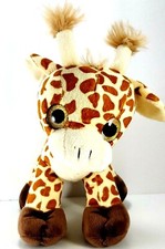Big Gold Glitter Eyes Giraffe Plush Stuffed Zoo Animal Brown Tan soft 10" Safari