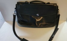 Vintage Black COACH 6457 Lexington Leather Turn Lock Briefcase Messenger Bag
