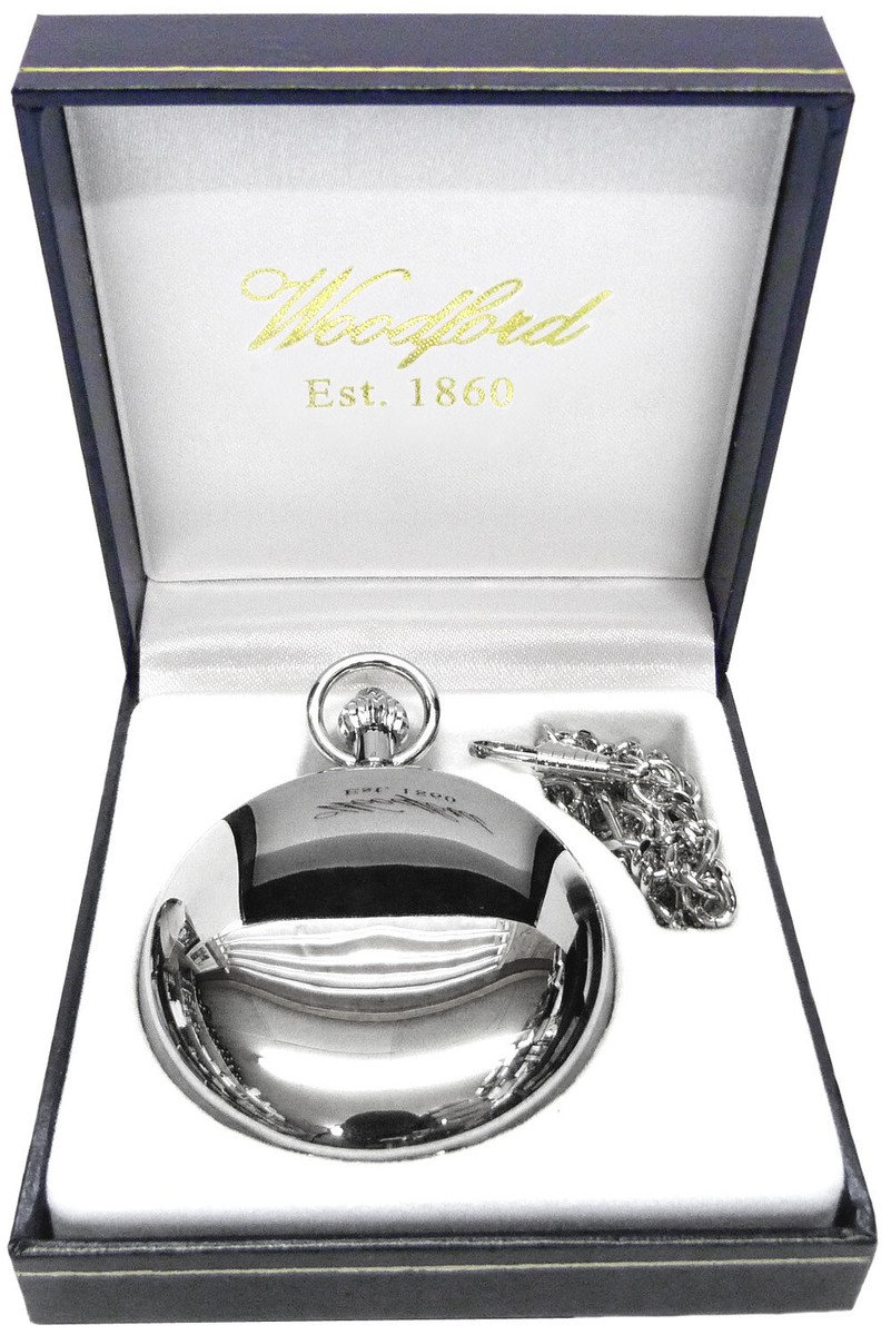 Woodford Argento Plain cromato a doppia completa Hunter tasca di scheletro orologi