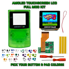 Nintendo Game Boy Color GBC AMOLED OLED Touchscreen LCD Full Mod Kit CLEAR GREEN