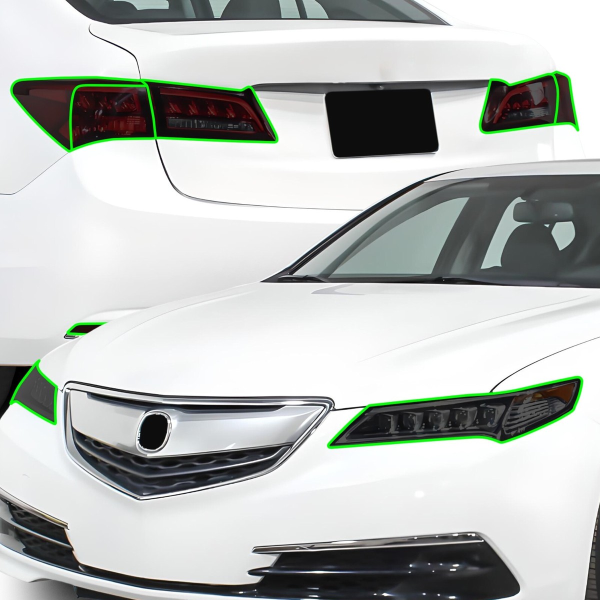 Fits Acura TLX 2015-2017 Head Tail Light Precut Smoked PPF Tint