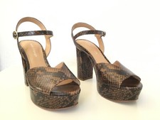 Marc Fisher (MF Dercy 2) Platform Sandal Woman brown snake heel Size 6.5