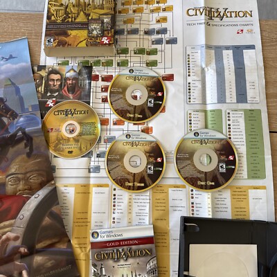 Sid Meier's Civilization IV 4-Disc Gold Edition PC Video Game Warlords Expansion