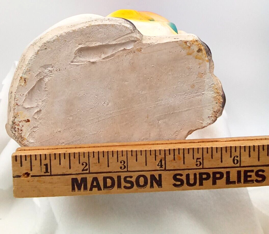 Poodle Chalkware Piggy Bank Dog Blue Sparkly Bow Carnival Prize 1940s Vintage