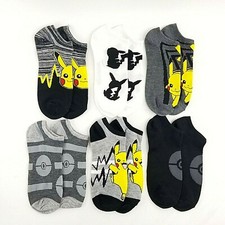 Pokemon Pikachu Boy's No Show Ankle Socks 6 Pairs Toddler  Young Boys