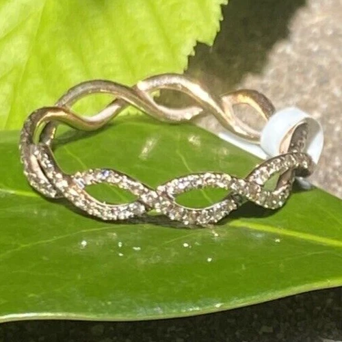 Vintage Full Eternity Fancy Diamond Ring Estate Fine Jewelry Pre-Owned Size 6.25 - Image 4 of 4