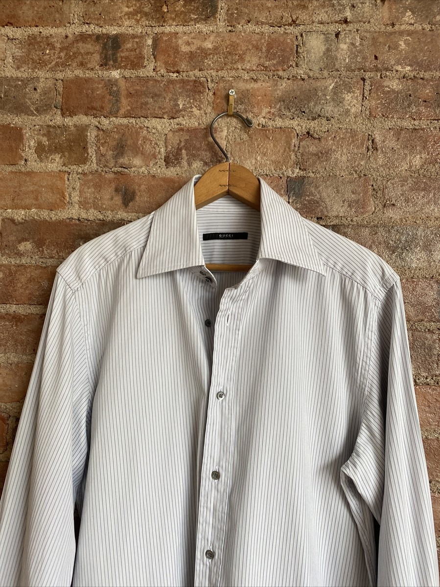 Gucci Tom Ford Era Men's Shirt, Sz 16/41, Blue Stripe Gucci Tom Ford Era Men's Shirt, Sz 16/41, Blue Stripe