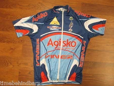 AGISKO VINER TEAM MENS SMALL SHORT SLEEVE FULL ZIPPER CYCLING JERSEY BLUE RED