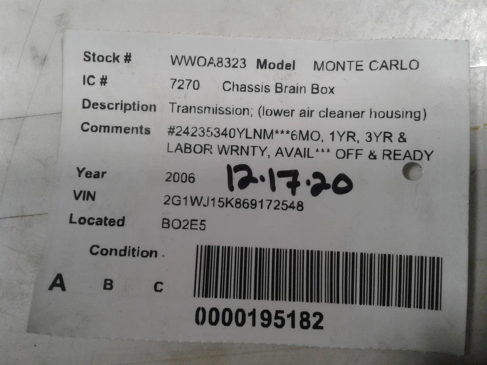 Módulo de control de transmisión usado se adapta a: Chevrolet Monte Carlo 2006 transmisión L Foto 3 de 4