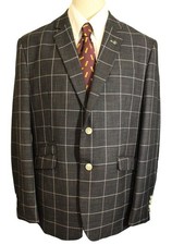 House of Cavani 46R Grey Box Check Tweed Modern  Races Formal Smart Mens Jacket