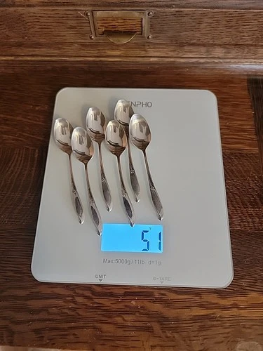 51 Grams Not Scrap Sterling Silver 6 MCM Demitasse Spoons Wishing Star Pattern