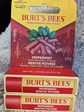 Burts Bees 0.15oz. Peppermint Moisturizing Lip Balm - Lot of 3-Limited Edition