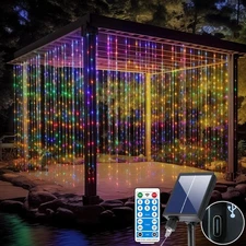 600LED Solar Curtain Lights Waterproof, 20 * 10FT Upgraded Twinkle String Fai...