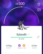 SHINY Salandit Male -MlNl P T C - Read Description