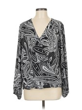 INC International Concepts Women Silver Long Sleeve Blouse M