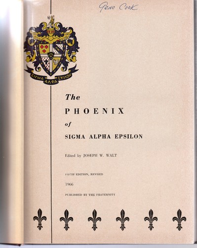 The Phoenix of Sigma Alpha Epsilon, pledge manual, 5th ed revised, 1966 - Picture 2 of 2