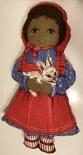 Vintage 16" Cranston Fabric Rachel African American Girl Pillow Doll w/Bunny NOS