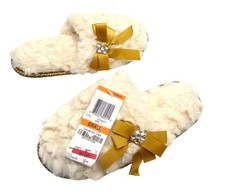 Charter Club Sculpted Pile Scuff Slippers, Ivory, Small US 5-6