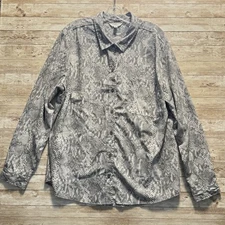 Time and Tru Button Front Shirt Womens XXXL Gray White Snake Skin Print