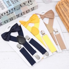 Kids Suspenders with Bowtie Fashion Children Bow Tie Set Boys Braces Girls Adjus