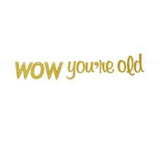 Funny Birthday Party Banner - Wow You're Old - Happy Birthday Party Decoratio...