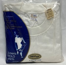 Vintage JCPenney Towncraft POLO Shirts White Tshirt Rockabilly Large Cotton READ