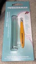 Tweezerman Mini Slant Tweezer With Travel Case Pocket Size Orange