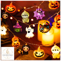 Lichterkette Halloween 1,5M 10 LED Batteriebetrieben Geister KüRbis Deko Party