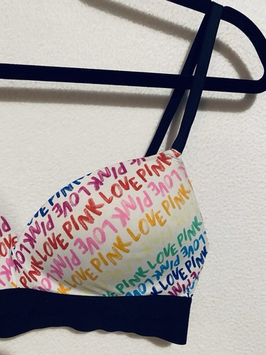 Victorias Secret PINK Bra Womens 34B Rainbow Wear Everywhere Wireless Push Up - Picture 2 of 6