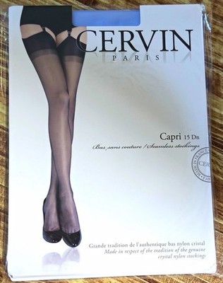 CERVIN Capri 15 Den Sheer Seamless Stockings Lavender M Reinforced Toe/Heel