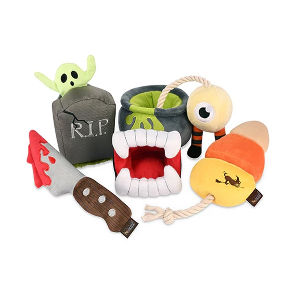 - Howling Haunts Halloween Themed Durable Squeaker Chew Toys