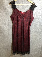 Dress Women 2XL Red Black Lace Overlay Goth Lolita Babydoll Party