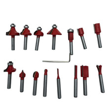 15pce Router Bit Shank [6.3mm 1/4"] Tungsten Carbide Milling Wood Carving Cut