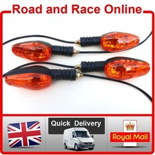 Motorcycle Indicators x 4 Bulb Type Orange Lens Large 12v-10w Full Set / 2 Pairs