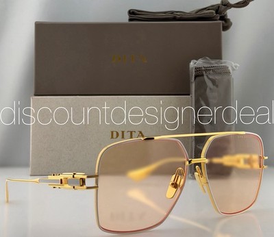 DITA Grand-Emperik Sunglasses Gold Matte White Apricot Lens  display picture 1
