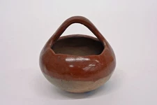 Very Early San Juan Pueblo Pottery Bowl with handle "San Juan"