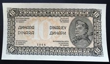 YUGOSLAVIA, 1944.  10. DINARA  BANKNOTE,  UNC