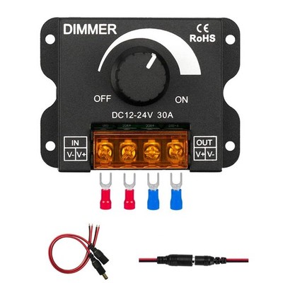 LED Light Strip Dimmer, DC 12V-24V 30A PWM Dimming Controller for Dimmer... 