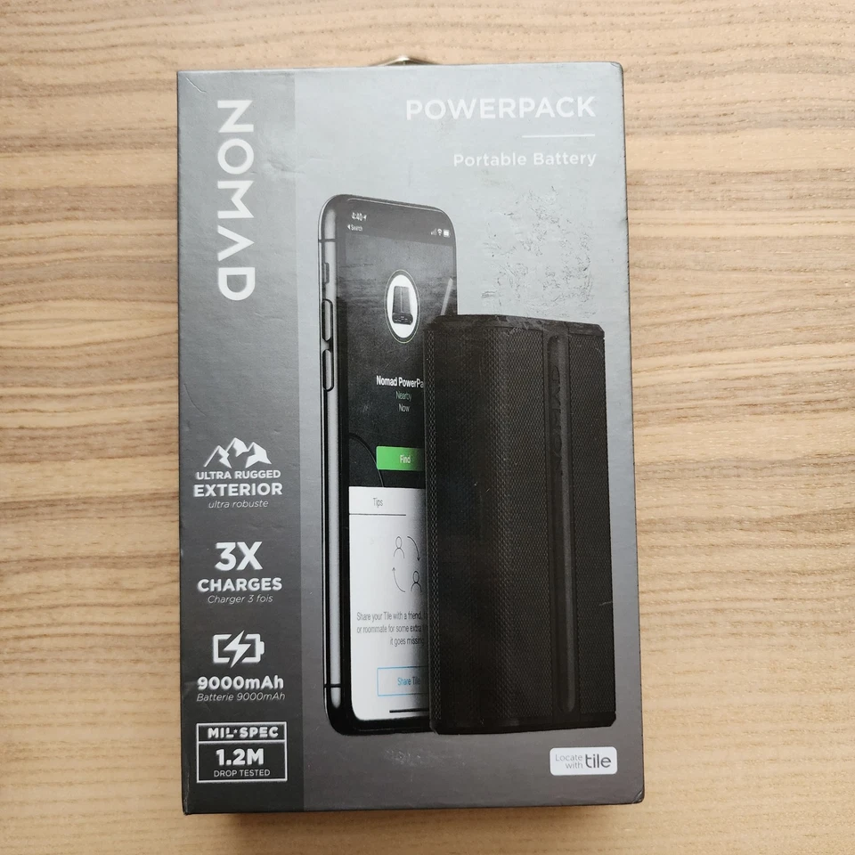Banco de alimentación portátil Nomad resistente PowerPack de 9000 mAh batería de carga con azulejo Foto 2 de 4