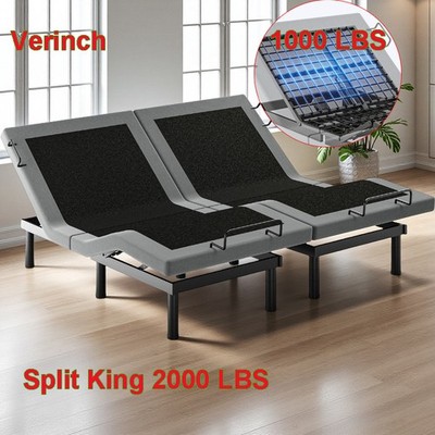 Split King Adjustable Bed Frame Upgraded Bed Base Electric Backlit Remote 2000lb