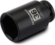 MIXPOWER 1/2" Drive Deep Impact Socket, CR-MO, 36 mm, METRIC, 6 Point, Axle Nut