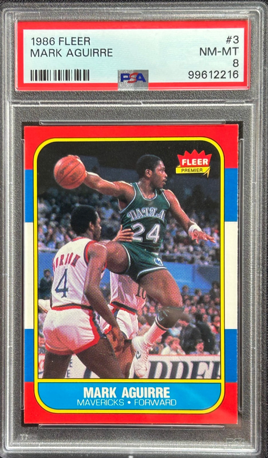 1986 Fleer Basketball MARK AGUIRRE #3 PSA 8 NM-MT ~ Dallas Mavericks
