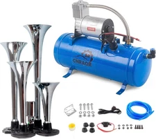 175DB Train Horn Kit 4 Trumpets 1.6 Gallon Tank 150 PSI Compressor For Car Truck
