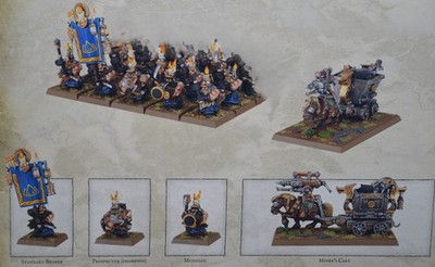Warhammer TOW Dwarfen Mountain Holds Dwarf Miners (10) & Mining Carts (2)