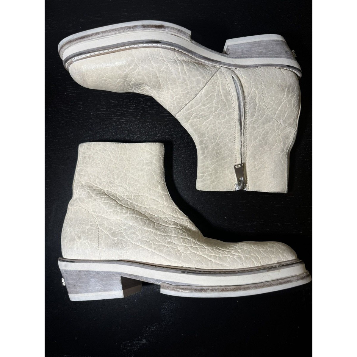 424 White Zip Shine Calf Cuban Boots 424 White Zip Shine Calf Cuban Boots - tallervallartaexpress.com main image 3