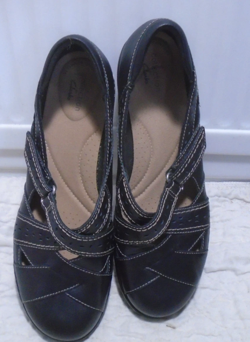 Mocassino Clarks Ashland Spin Q slip on Mary Jane scarpa comoda da donna taglia 9M nero