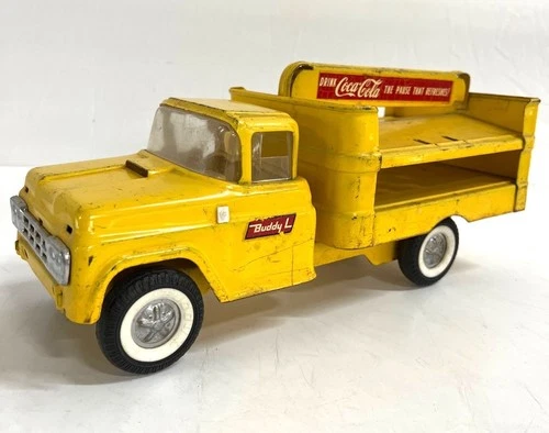 Vintage 1960's Buddy L Coca Cola Delivery Truck Yellow
