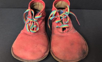 Rare Original VTG Authentic Big Colorful Butter Soft Leather Circus Clown Shoes