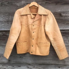 70s Vintage Leather Jacket from East West North Beach Gandalf Carolina